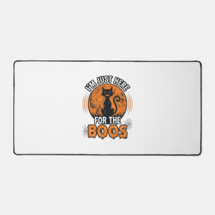 Halloween Black Cat Here For The Boos Vintage Shir Desk Mat