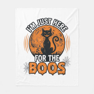 Halloween Black Cat Here For The Boos Vintage Shir Fleece Blanket