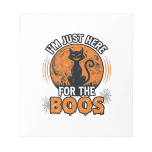 Halloween Black Cat Here For The Boos Vintage Shir Notepad