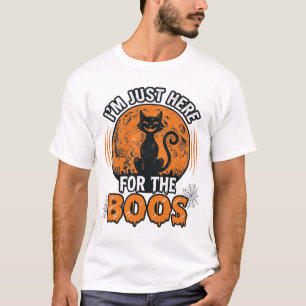 Halloween Black Cat Here For The Boos Vintage Shir T-Shirt
