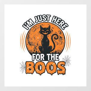 Halloween Black Cat Here For The Boos Vintage Shir Window Cling