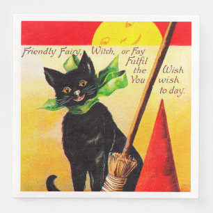 Halloween black cat Holiday vintage party napkins