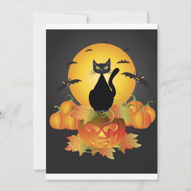 Halloween Black Cat Invitation (Front)