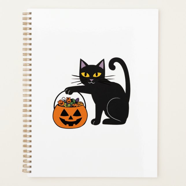 Halloween Black Cat Jack O' Lantern Pumpkin Sweet  Planner (Front)