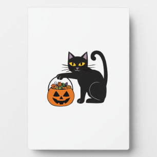 Halloween Black Cat Jack O' Lantern Pumpkin Sweet Plaque