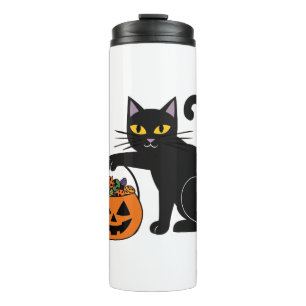 Halloween Black Cat Jack O' Lantern Pumpkin Sweet Thermal Tumbler