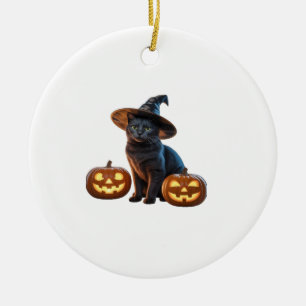 Halloween Black Cat Magic Classic T-Shirt Ceramic Tree Decoration
