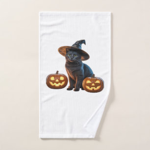 Halloween Black Cat Magic Classic T-Shirt Hand Towel