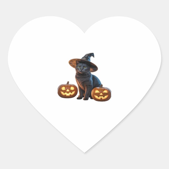 Halloween Black Cat Magic Classic T-Shirt Heart Sticker (Front)