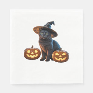 Halloween Black Cat Magic Classic T-Shirt Napkin