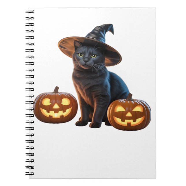 Halloween Black Cat Magic Classic T-Shirt Notebook (Front)
