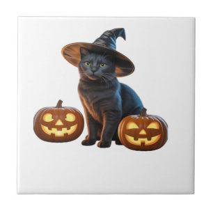 Halloween Black Cat Magic Classic T-Shirt Tile