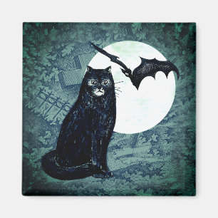 Halloween black cat magnet