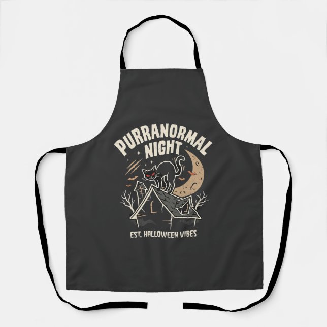 Halloween Black Cat Moon (2) Apron (Front)