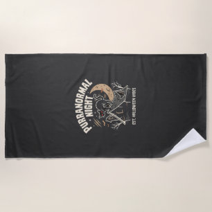 Halloween Black Cat Moon (2) Beach Towel