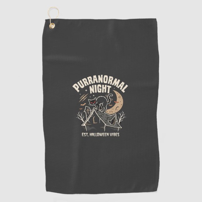 Halloween Black Cat Moon (2) Golf Towel (Front)