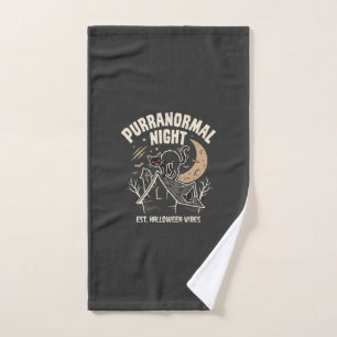 Halloween Black Cat Moon (2) Hand Towel