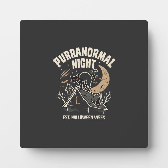 Halloween Black Cat Moon (2) Plaque (Front)