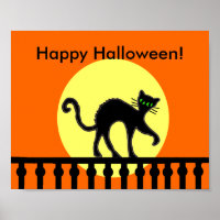 Halloween Black Cat Moon Fence