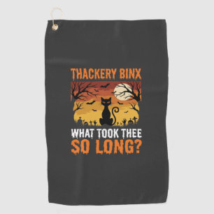 Halloween Black Cat Moon Graveyard Quote Design Golf Towel