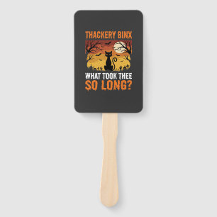 Halloween Black Cat Moon Graveyard Quote Design Hand Fan