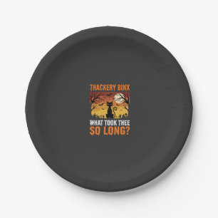 Halloween Black Cat Moon Graveyard Quote Design Paper Plate