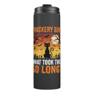 Halloween Black Cat Moon Graveyard Quote Design Thermal Tumbler