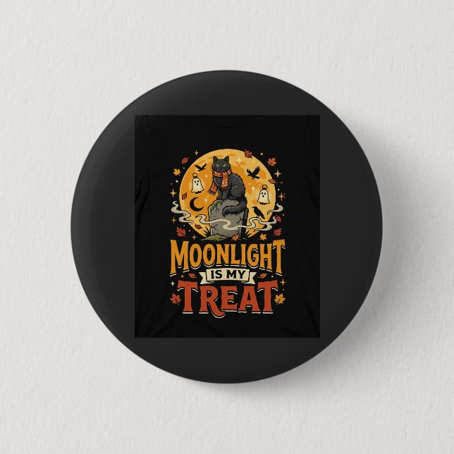 Halloween Black Cat Moon Magic 6 Cm Round Badge (Front)