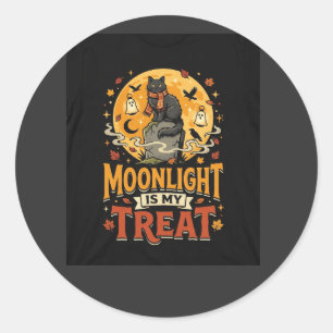 Halloween Black Cat Moon Magic Classic Round Sticker