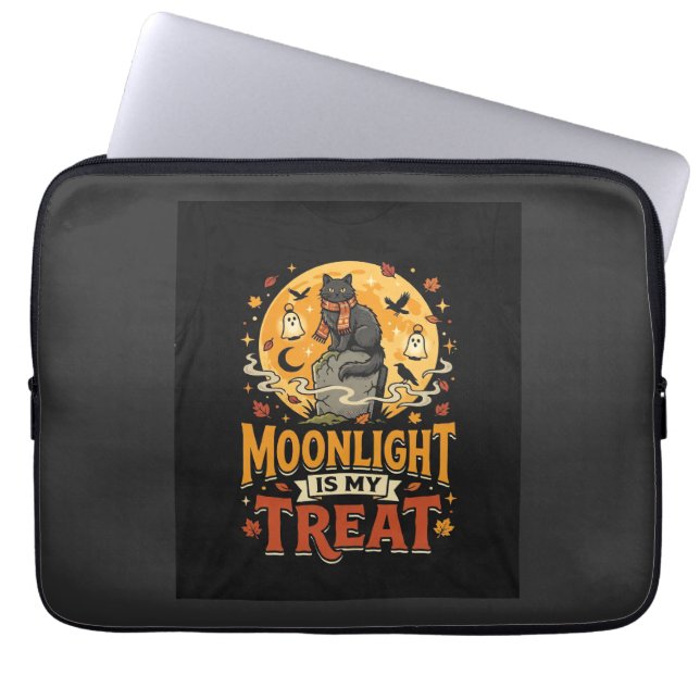 Halloween Black Cat Moon Magic Laptop Sleeve (Front)