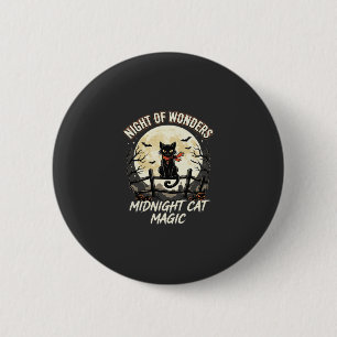 Halloween Black Cat Moonlight 6 Cm Round Badge