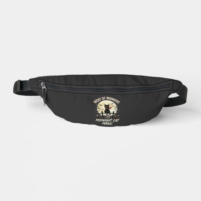 Halloween Black Cat Moonlight Bum Bags (Front)