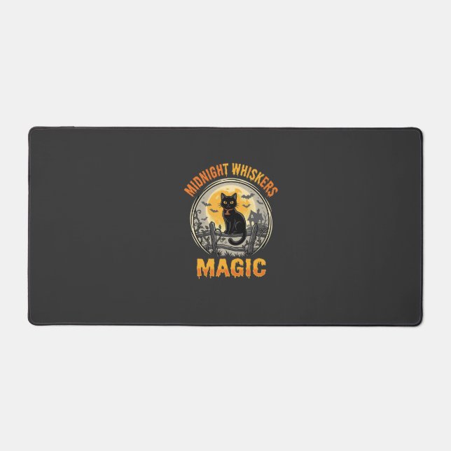 Halloween Black Cat Moonlight Magic Desk Mat (Front)