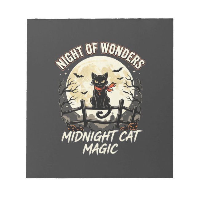 Halloween Black Cat Moonlight Notepad (Front)