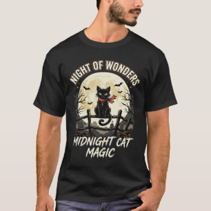 Halloween Black Cat Moonlight T-Shirt