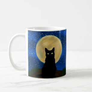 Halloween Black Cat Moonlit Silhouette Coffee Mug