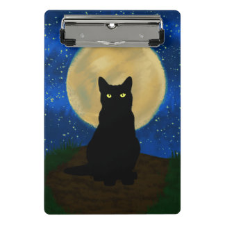 Halloween Black Cat Moonlit Silhouette  Mini Clipboard