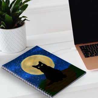 Halloween Black Cat Moonlit Silhouette  Notebook