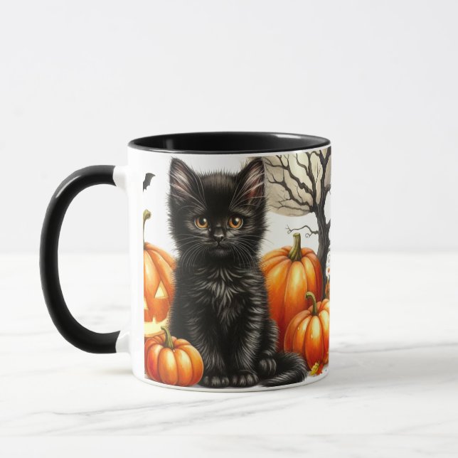Halloween Black Cat Mug (Left)