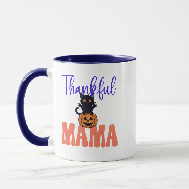 Halloween Black Cat Mug - Spooky Pumpkin Design (Left)