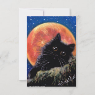Halloween Black Cat Muggin Moon Invitations