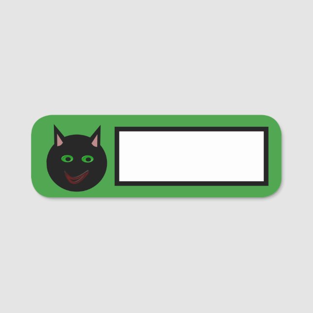 Halloween Black Cat Name Tag (Front)