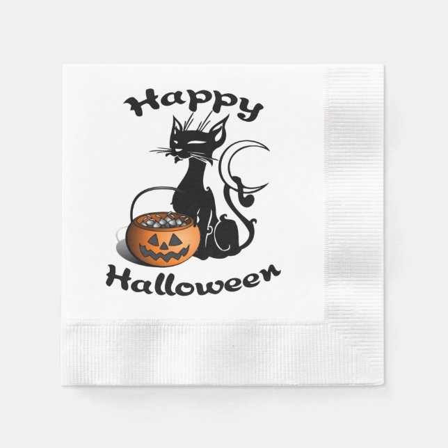 Halloween Black Cat Napkin (Front)