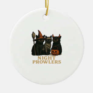 Halloween Black Cat Night Prowlers Funny Costume C Ceramic Tree Decoration