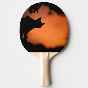 Halloween Black Cat Orange Background Customise Ping Pong Paddle