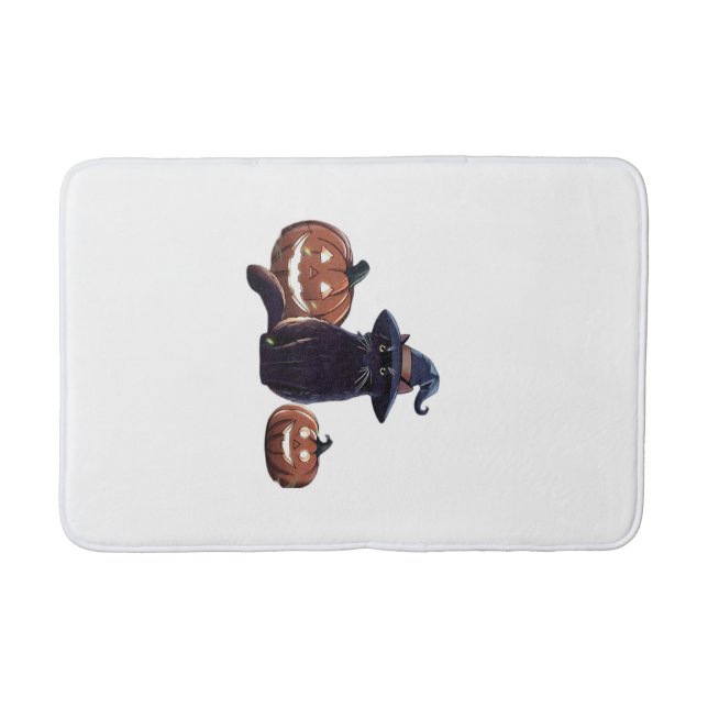 Halloween black cat Oversized T-Shirt Bath Mat (Front)