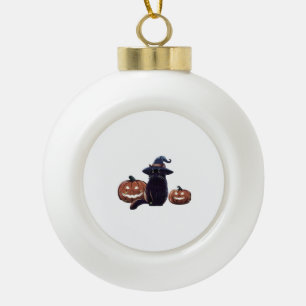 Halloween black cat Oversized T-Shirt Ceramic Ball Christmas Ornament