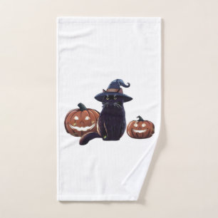 Halloween black cat Oversized T-Shirt Hand Towel