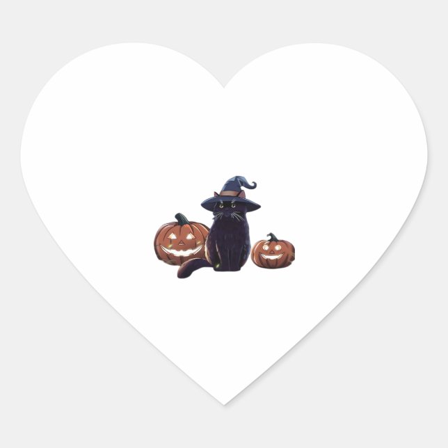 Halloween black cat Oversized T-Shirt Heart Sticker (Front)