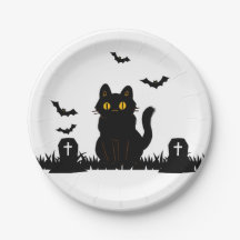 Halloween Black Cat Pappteller